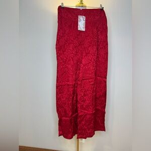 Band of the Free Ruby Red Baroque Floral Wide Leg Pants NWT Size Medium